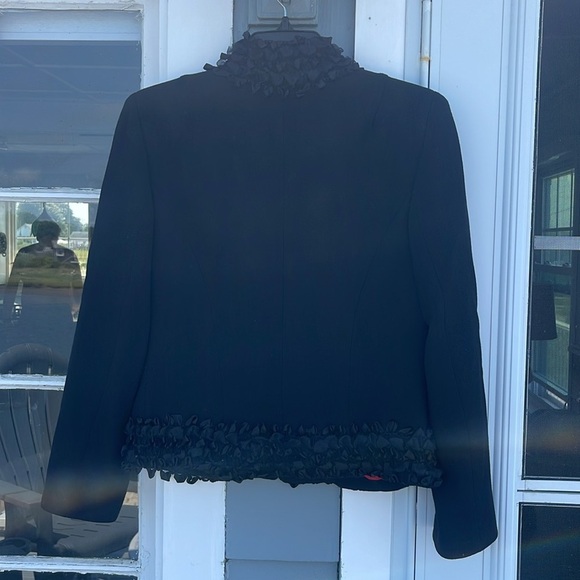 Novello-Bloom - vintage wool jacket - ruffled ribbon accented - size 6 - Picture 2 of 9